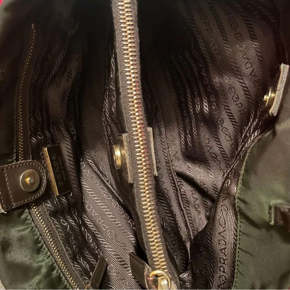 PRADA Nylon Tessuto Shoulder Bag Dark Olive Green - Picture 7 of 9
